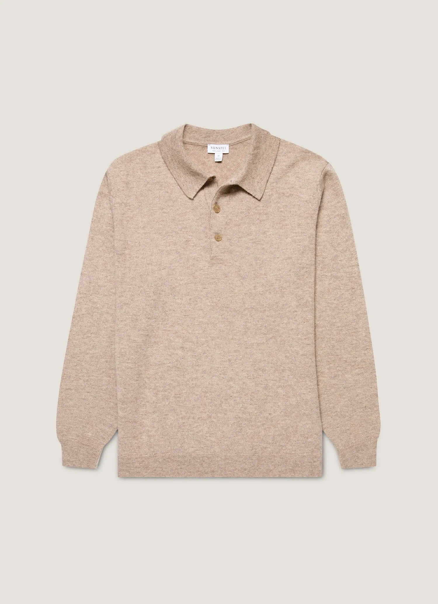 Versatile Piece Minimal Vibe Men's Cashmere Polo Shirt in Oatmeal Melange