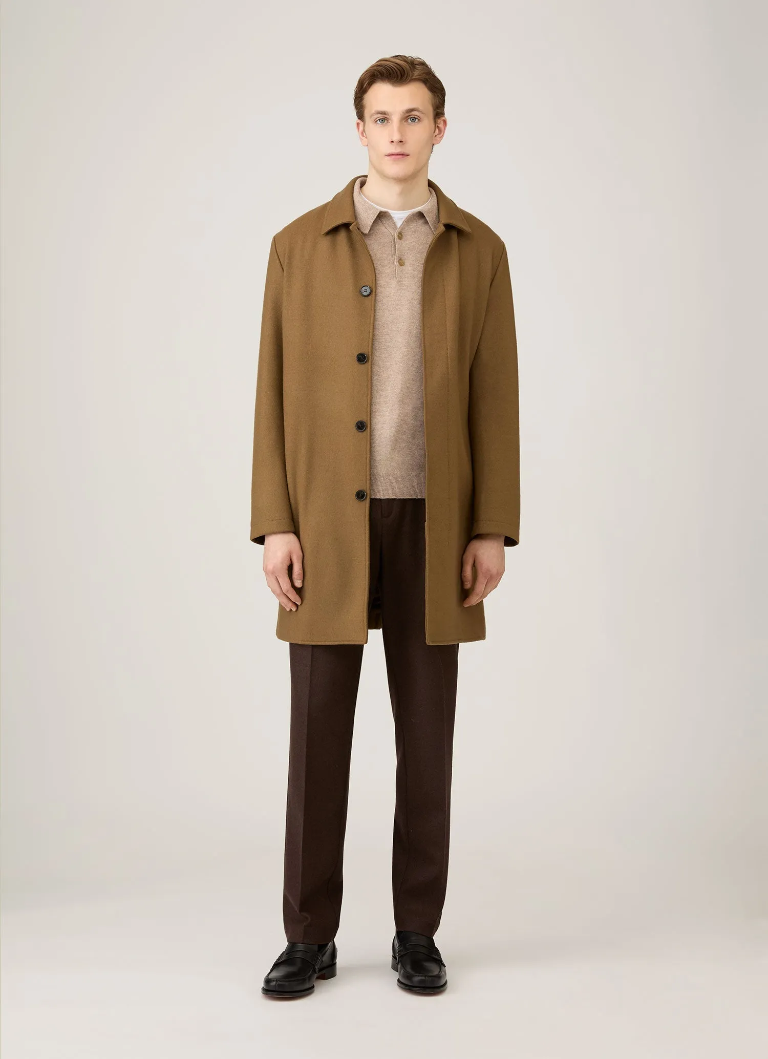 Airy Piece Men's Cashmere Polo Shirt in Oatmeal Melange