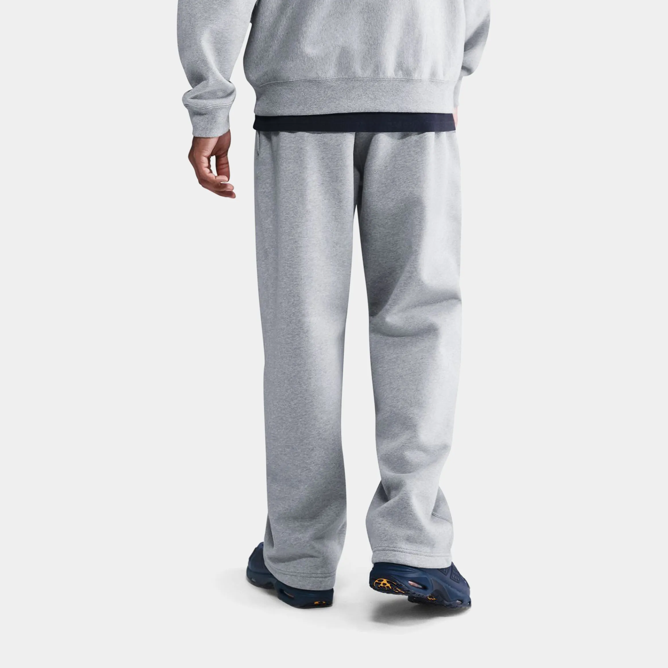 Soft Feel Comfortable Fabric Solo Swoosh Open Hem Trousers Mens Pants (Dark Grey Heather/Light Smoke Grey/White)