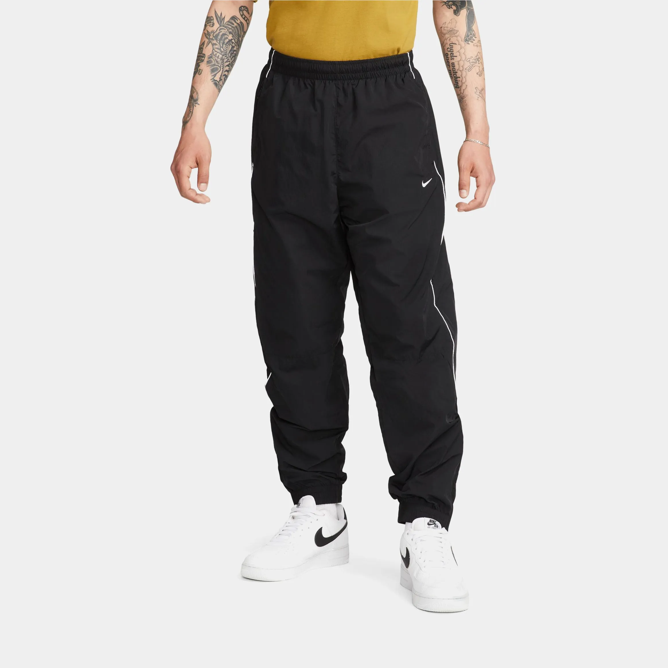 Solo Swoosh Woven Mens Track Pants (Black/White) Fashionable Cut