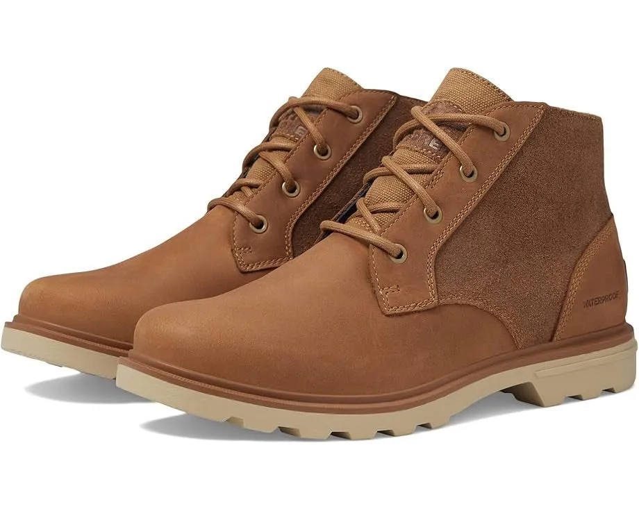 Sorel Carson Chukka Boots Men's  Brown Leather Waterproof Round Toe JOBB873 Neat Finish Head Turn