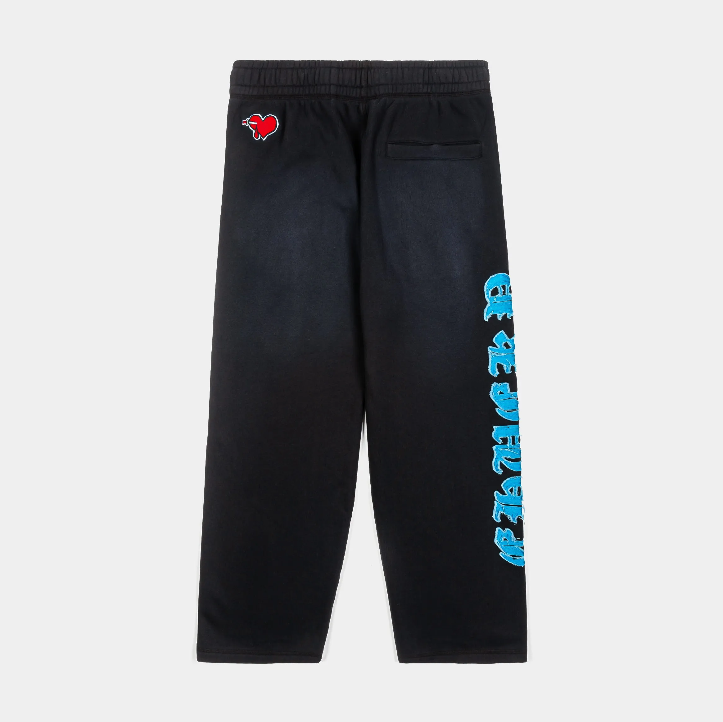 Tangle Free Cuffs Layer-Friendly SP x Chucky Heart Washed Mens Sweatpants (Black/Blue)