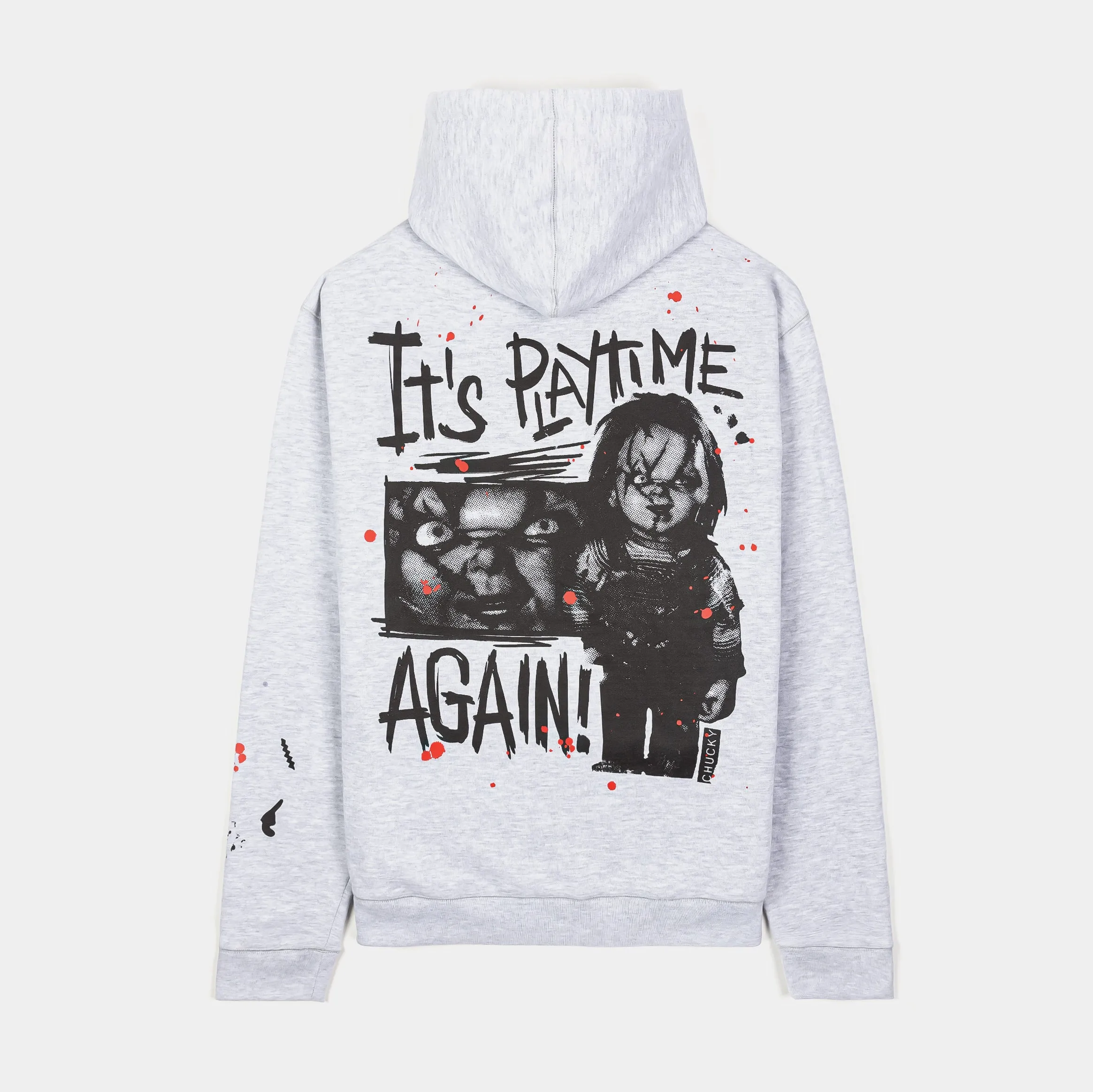 Timeless Relaxed Modern SP x Chucky Its Play Time Zip Up Mens Hoodie (Grey/Red)