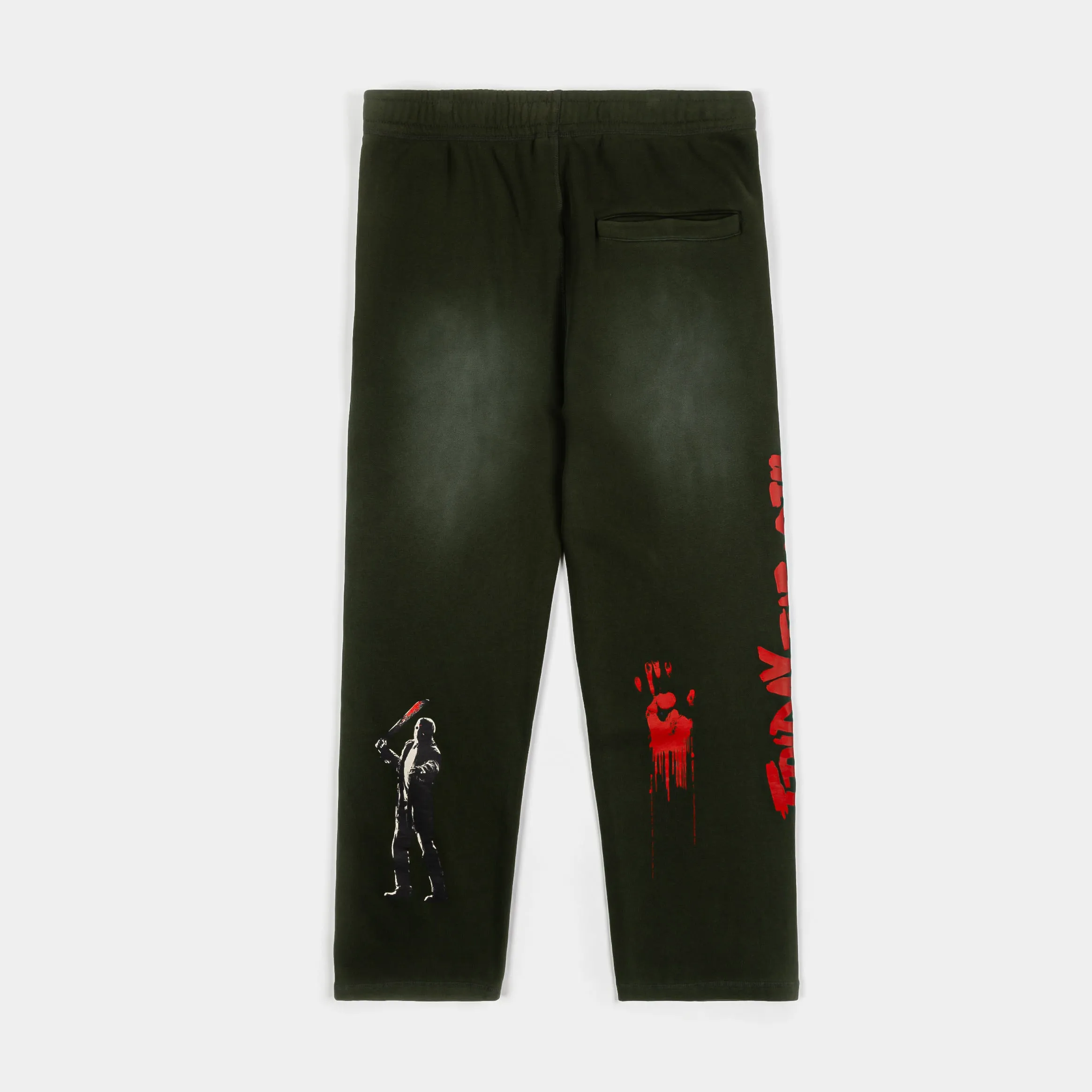 SP x Friday The 13th Crystal Lake Fleece Mens Sweatpants (Green/Red) Moisture Wicking Fabric