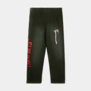 SP x Friday The 13th Crystal Lake Fleece Mens Sweatpants (Green/Red) No Ride Up Design