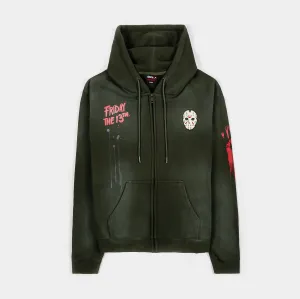 SP x Friday The 13th Crystal Lake Zip Up Mens Hoodie (Green/Red) Cozy Collection product nautical charm