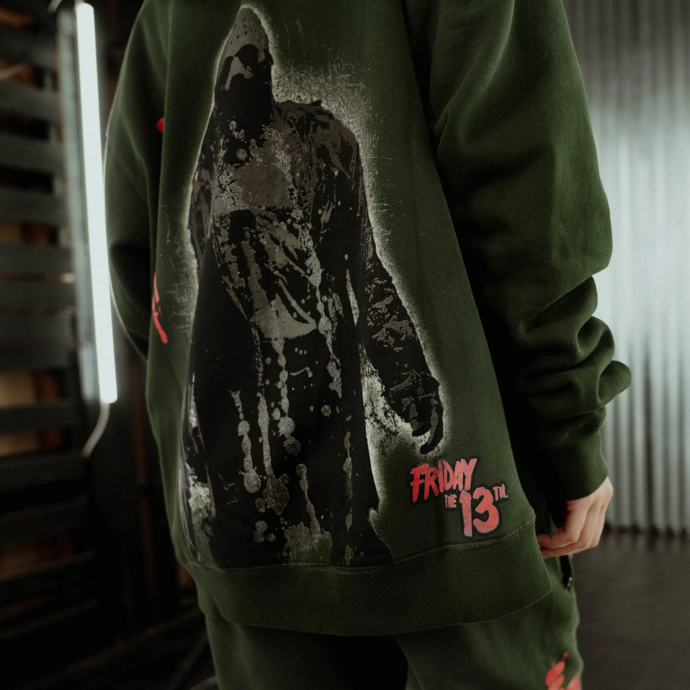 SP x Friday The 13th Crystal Lake Zip Up Mens Hoodie (Green/Red) Comfy Wearable Fall