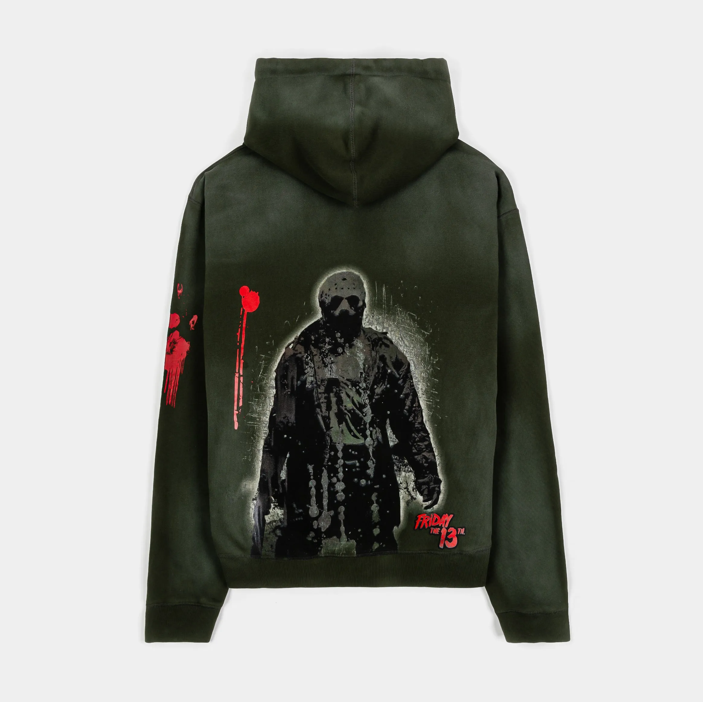 Everyday Comforts Essential Bold SP x Friday The 13th Crystal Lake Zip Up Mens Hoodie (Green/Red)