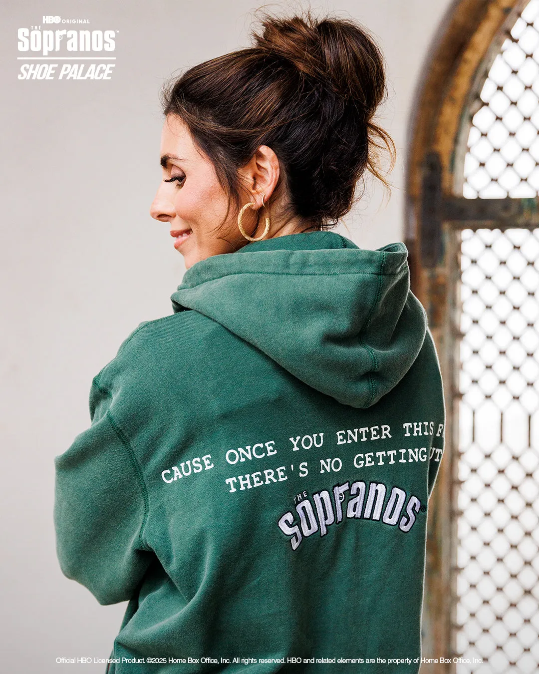 SP x Sopranos Family Cropped Zip Up Mens Hoodie (Green/Red) Fashion Forward