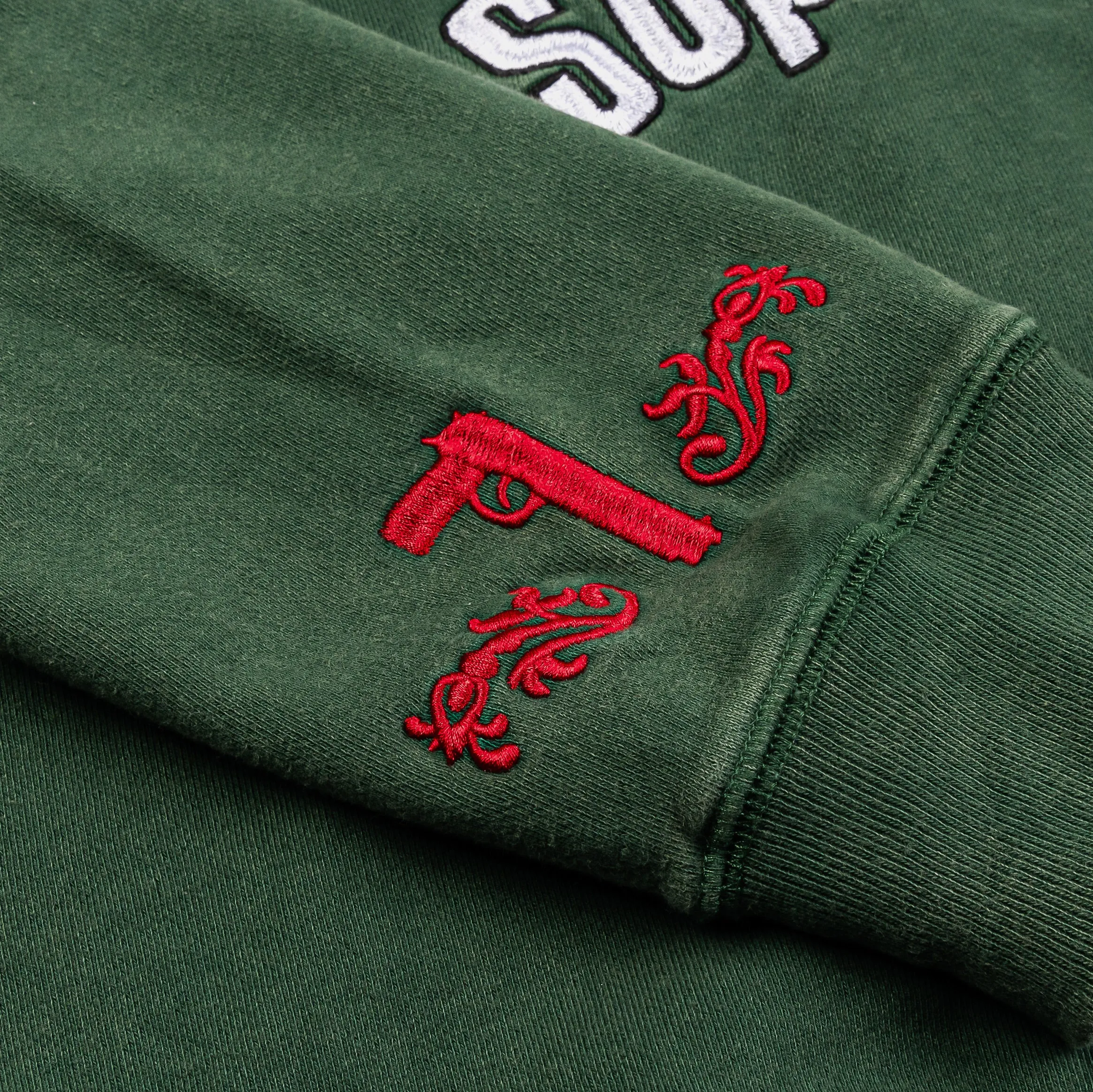 SP x Sopranos Family Cropped Zip Up Mens Hoodie (Green/Red) Casual Outerwear fit for home