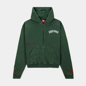 SP x Sopranos Family Cropped Zip Up Mens Hoodie (Green/Red) Fashionable Design