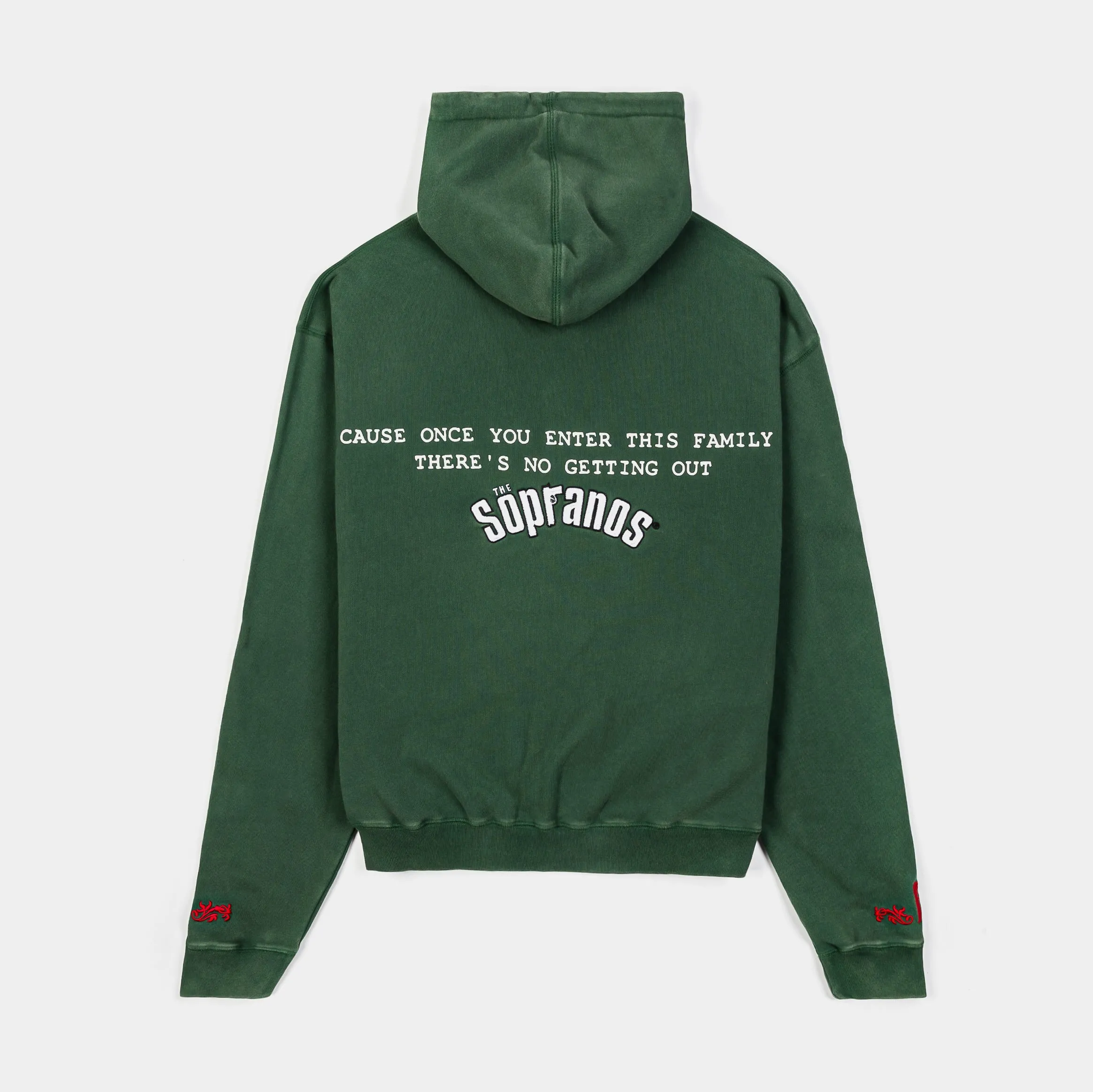 SP x Sopranos Family Cropped Zip Up Mens Hoodie (Green/Red) Sporty essentials
