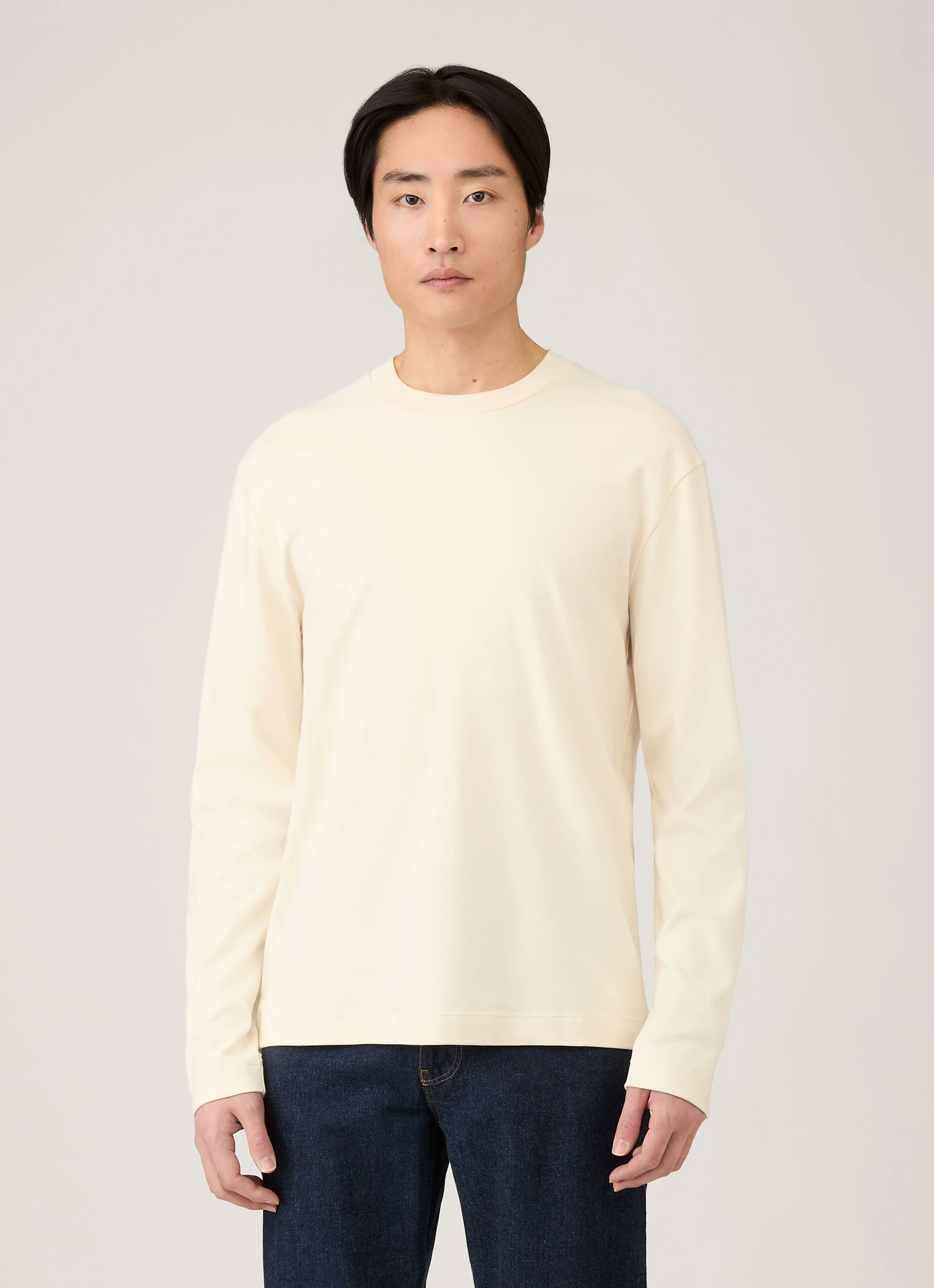 Men's Long Sleeve Heavyweight T-shirt in Undyed ZeroDistressFinish Basic Layering