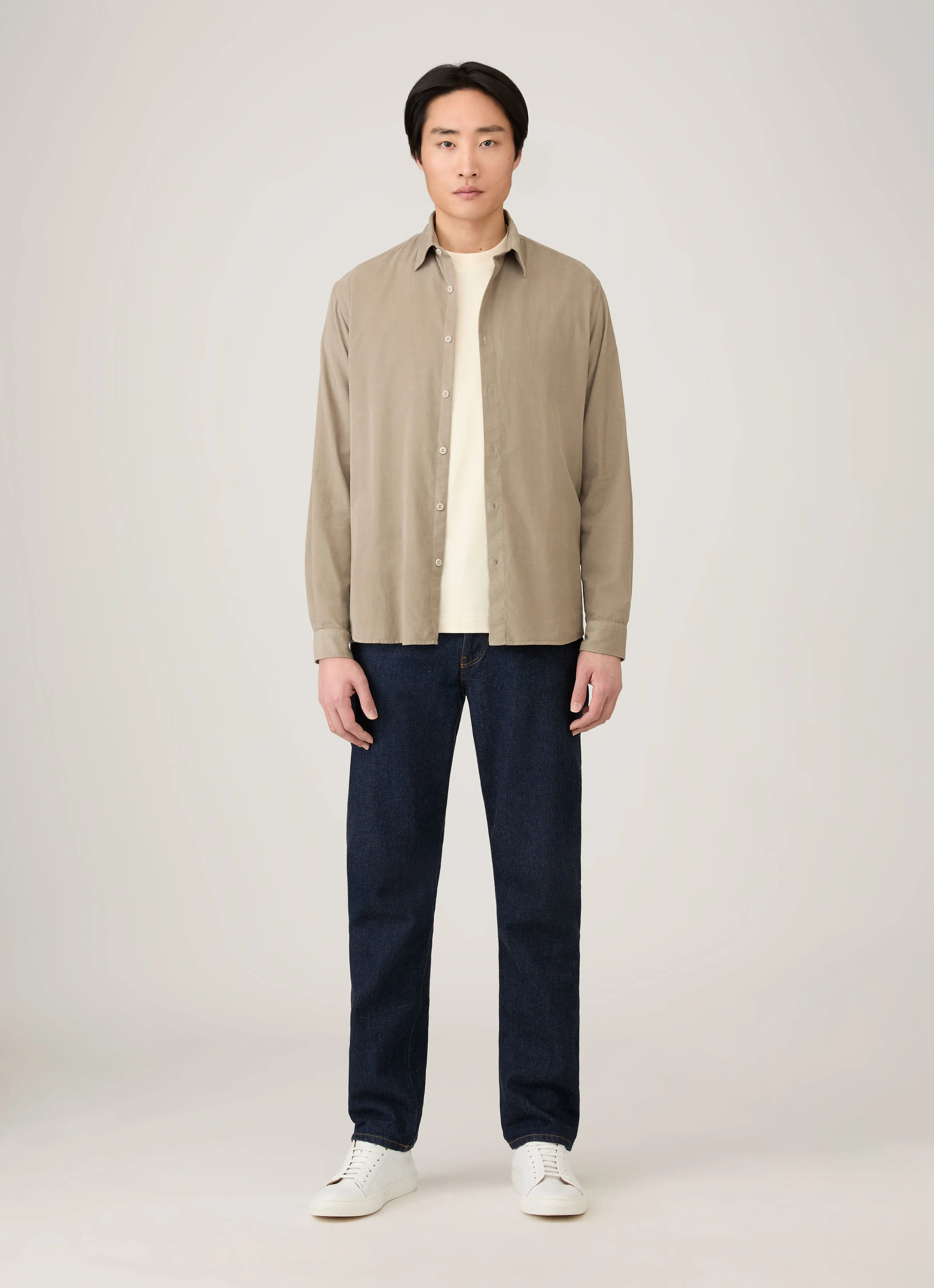 Men's Long Sleeve Heavyweight T-shirt in Undyed MinimalistDesign Casual Vibe Wear