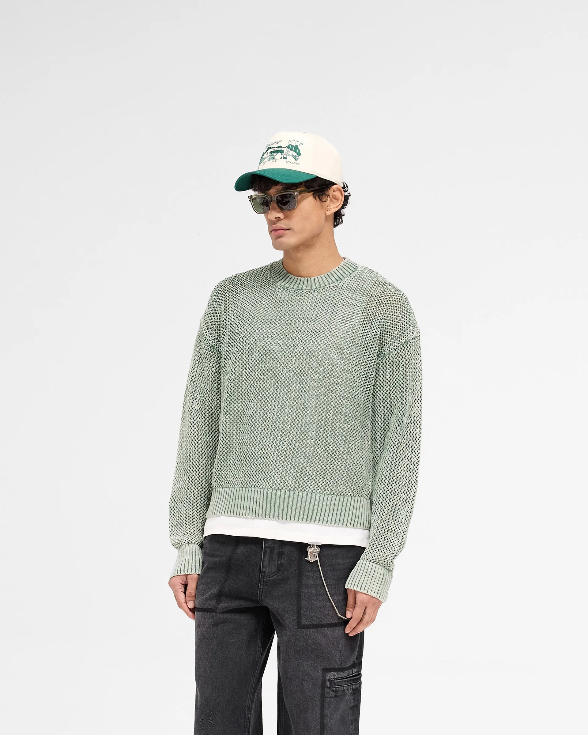 Open Gauge Knit Sweater - Forest Green Smart Fit EcoFriendly Dye