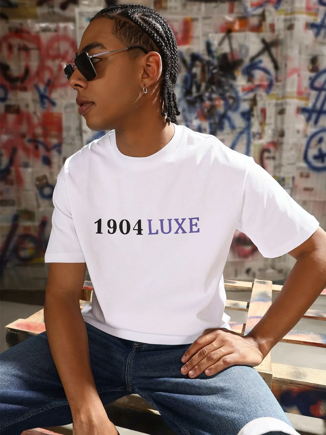 Trend Base Men's Casual White Typography T-Shirt