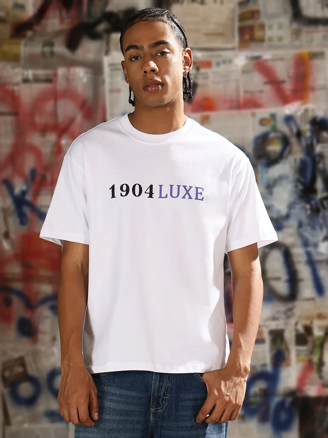 Run Core ButterySoftTexture Men's Casual White Typography T-Shirt