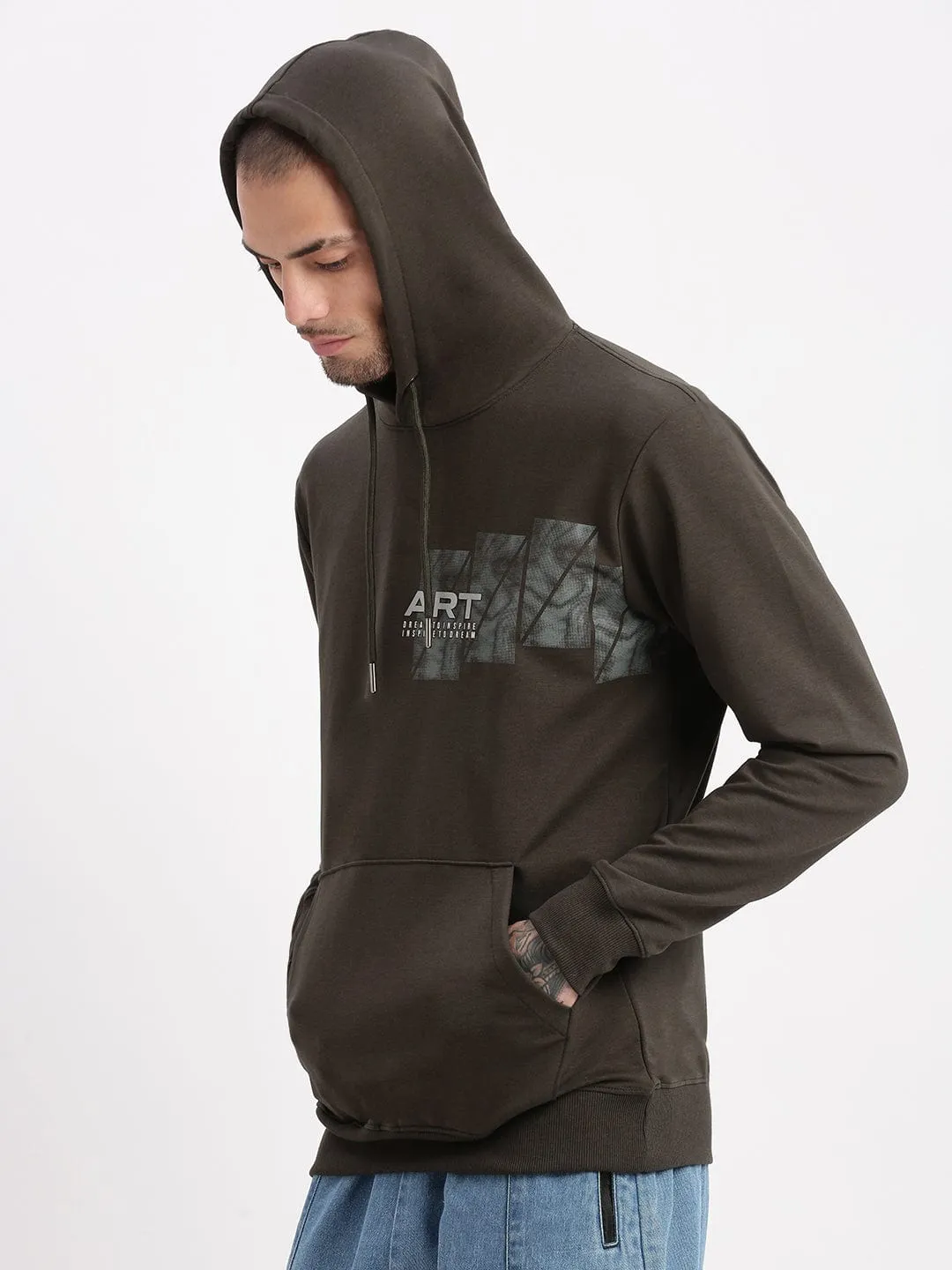 Men's Green Graphic Hoodie Fashionable product running suitable speed