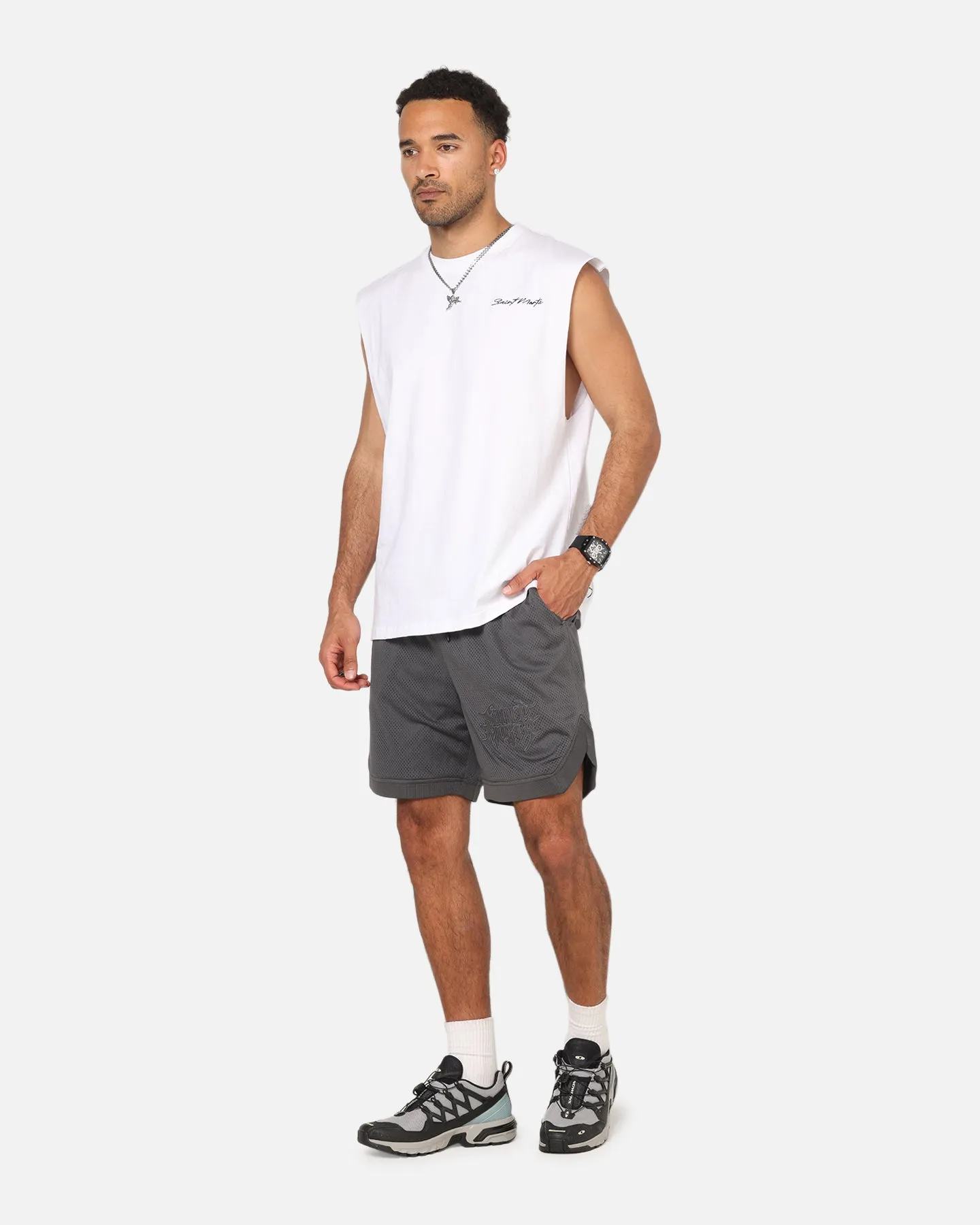 Sport Edge Saint Morta Crested Wing Basketball Shorts Grey