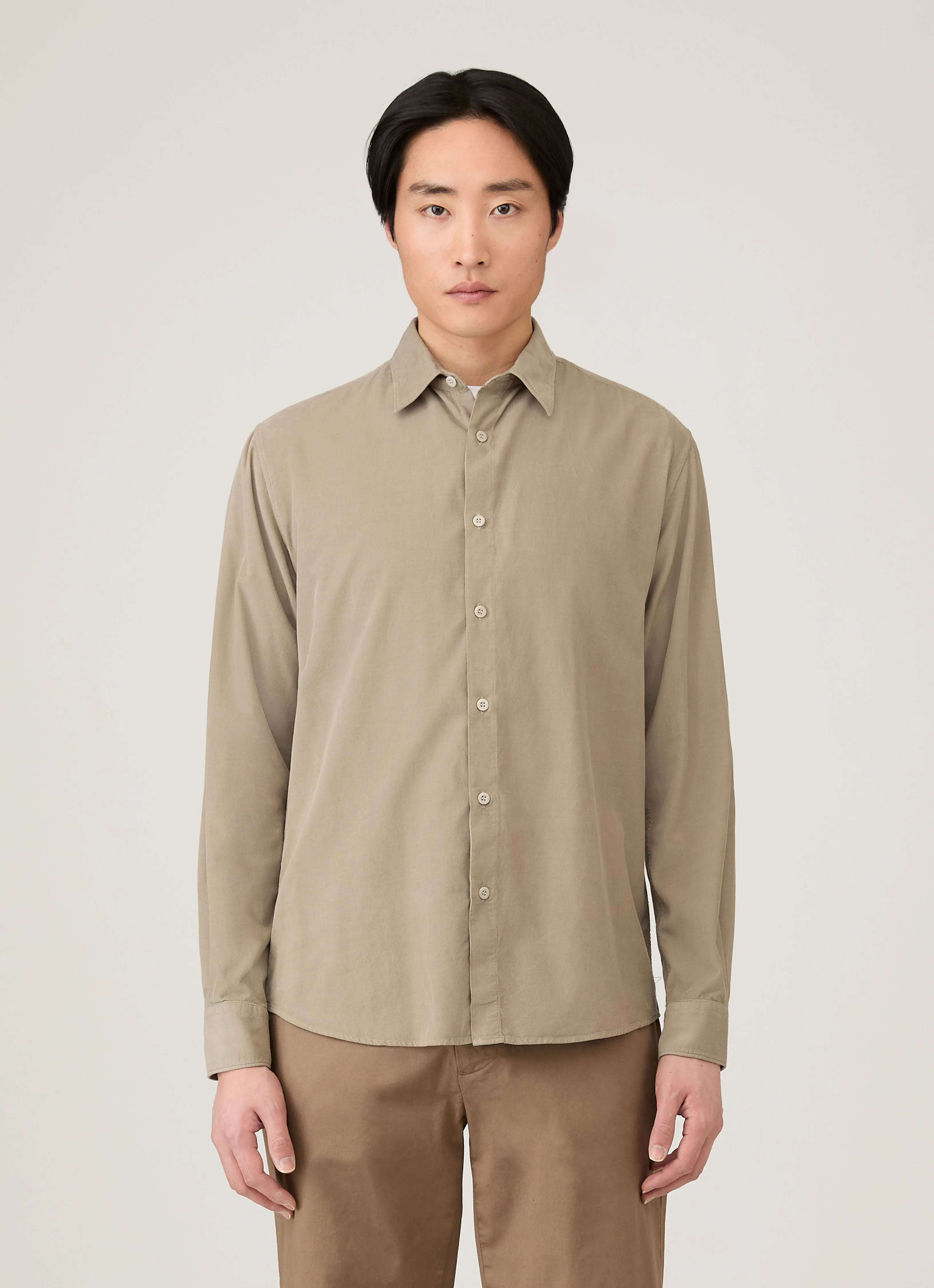 Men's Fine Cord Shirt in Fog Quick Wear Breathable Comfort