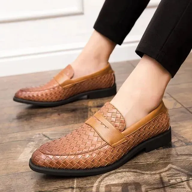 Fresh Step Weaved Penny Loafer Shoes For Men