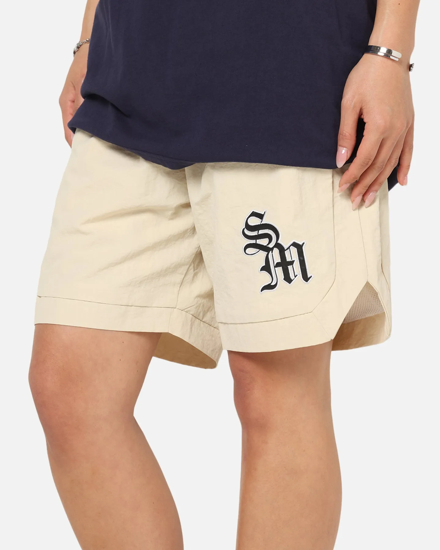 Fresh Look Sports use Saint Morta Gothic Monogram Nylon Shorts Dirty Blonde