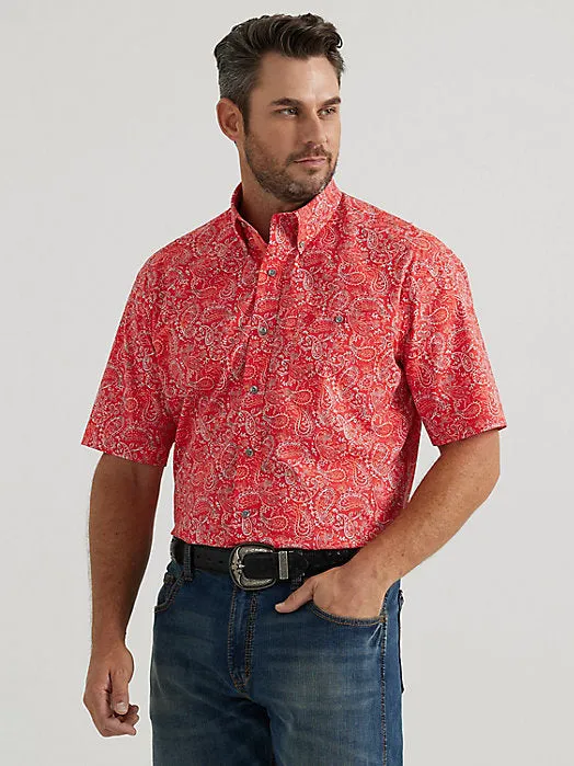 Perfect Style harmonious Wrangler Men's George Strait S/S Button Down Shirt in Fiesta Red Paisley