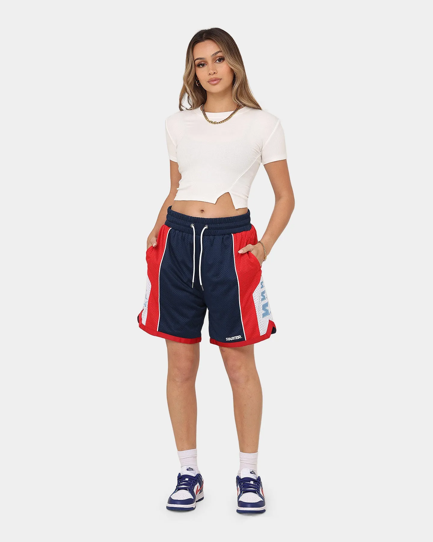 Starter Downtown Basketball Shorts Navy Easy Layer Extended Inseam Options
