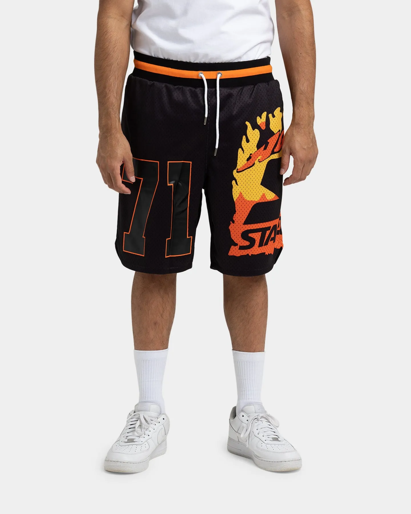 Starter Hot Fire Basketball Shorts Black Quick Evaporation Fabric Daywear