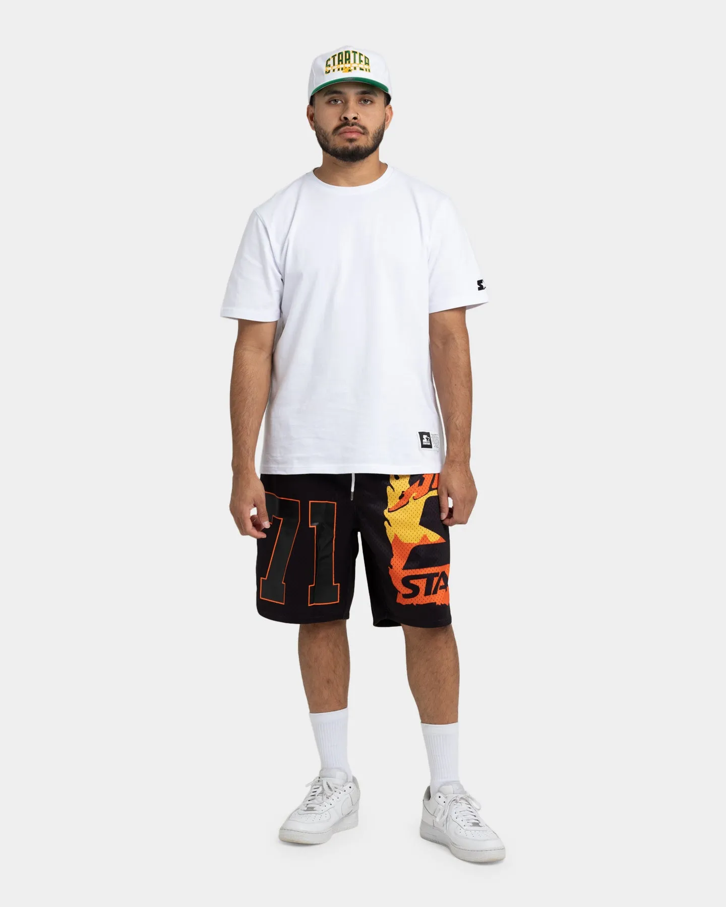 Regular Fit Chill Vibes Fit Starter Hot Fire Basketball Shorts Black