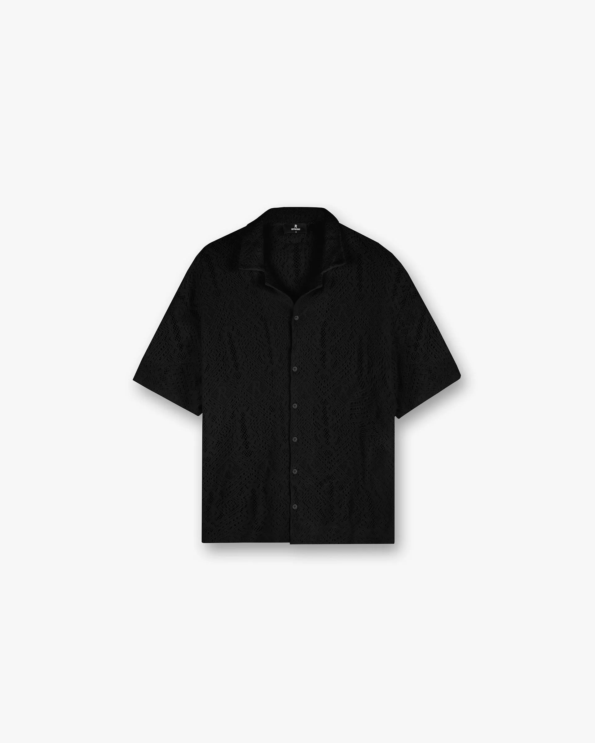 All Over Crochet Shirt - Jet Black Fall Walk