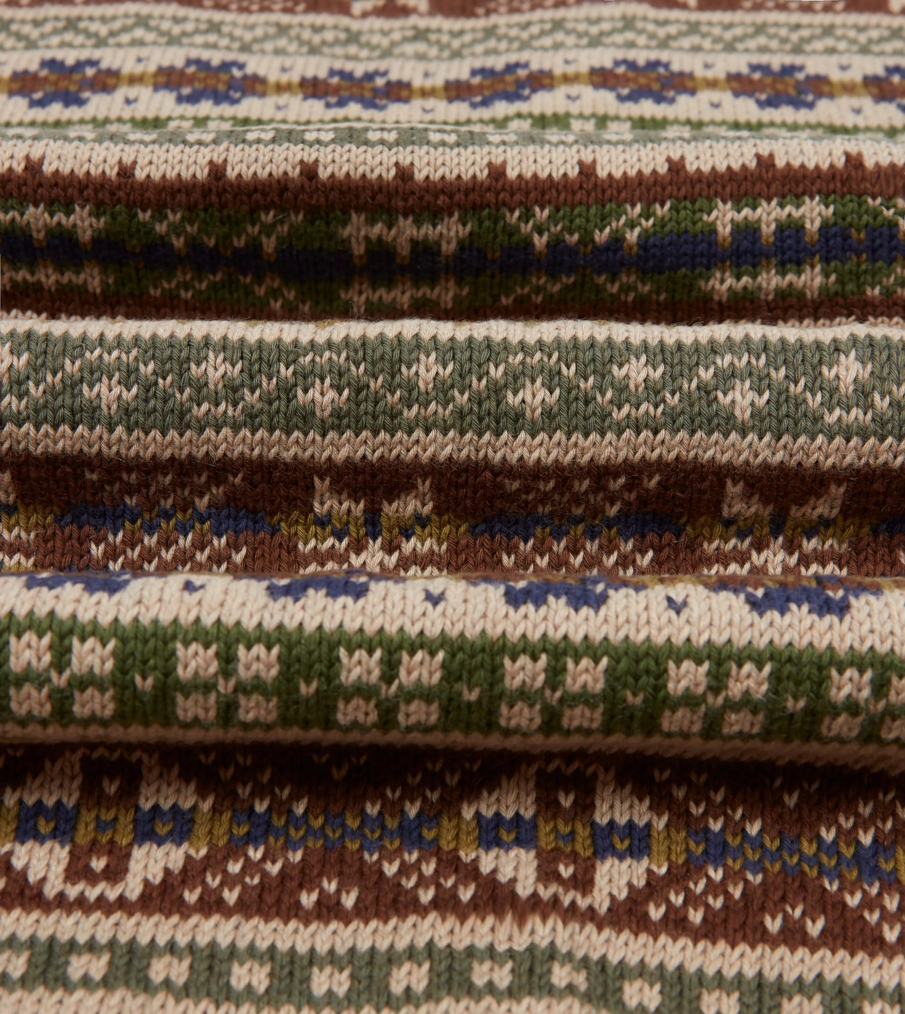 Beige Cotton Cashmere Fair Isle Knit Vest Quick Dry Weaving Overlock Edge Finish