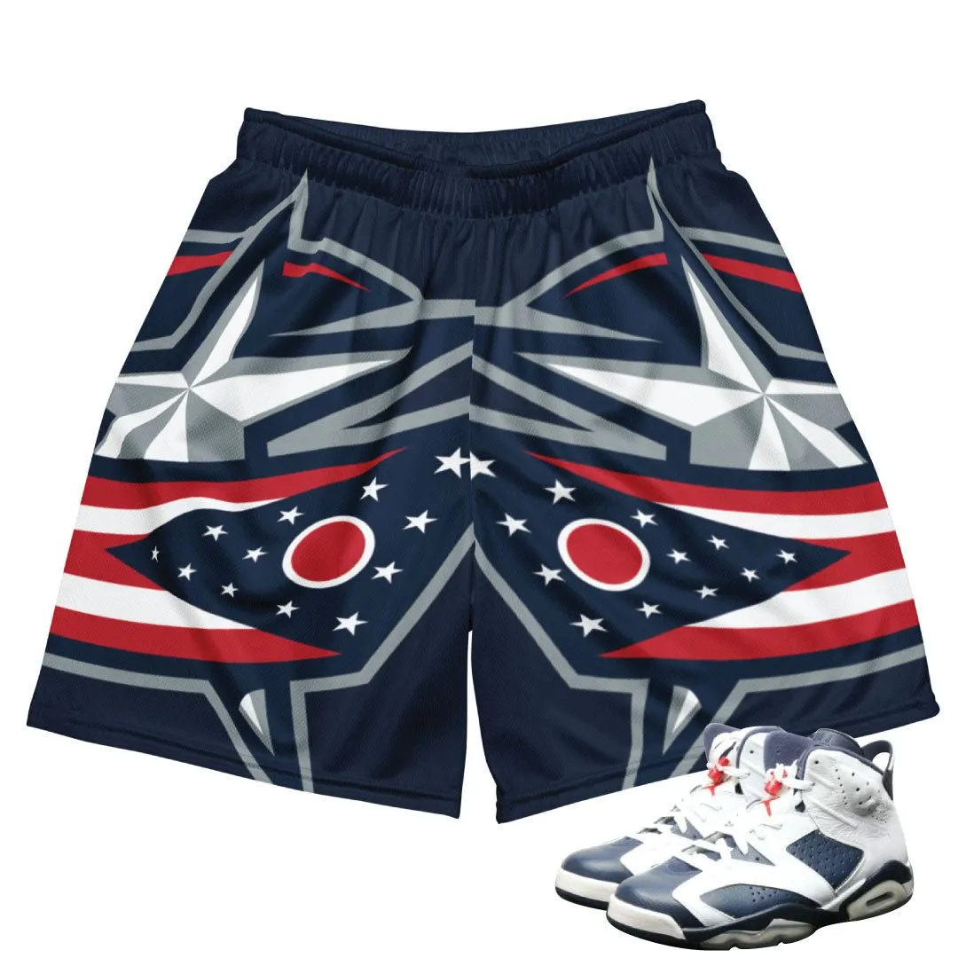 Retro 6 Olympic Dream Team USA Mesh Shorts Midweight Texture Weekend Casual
