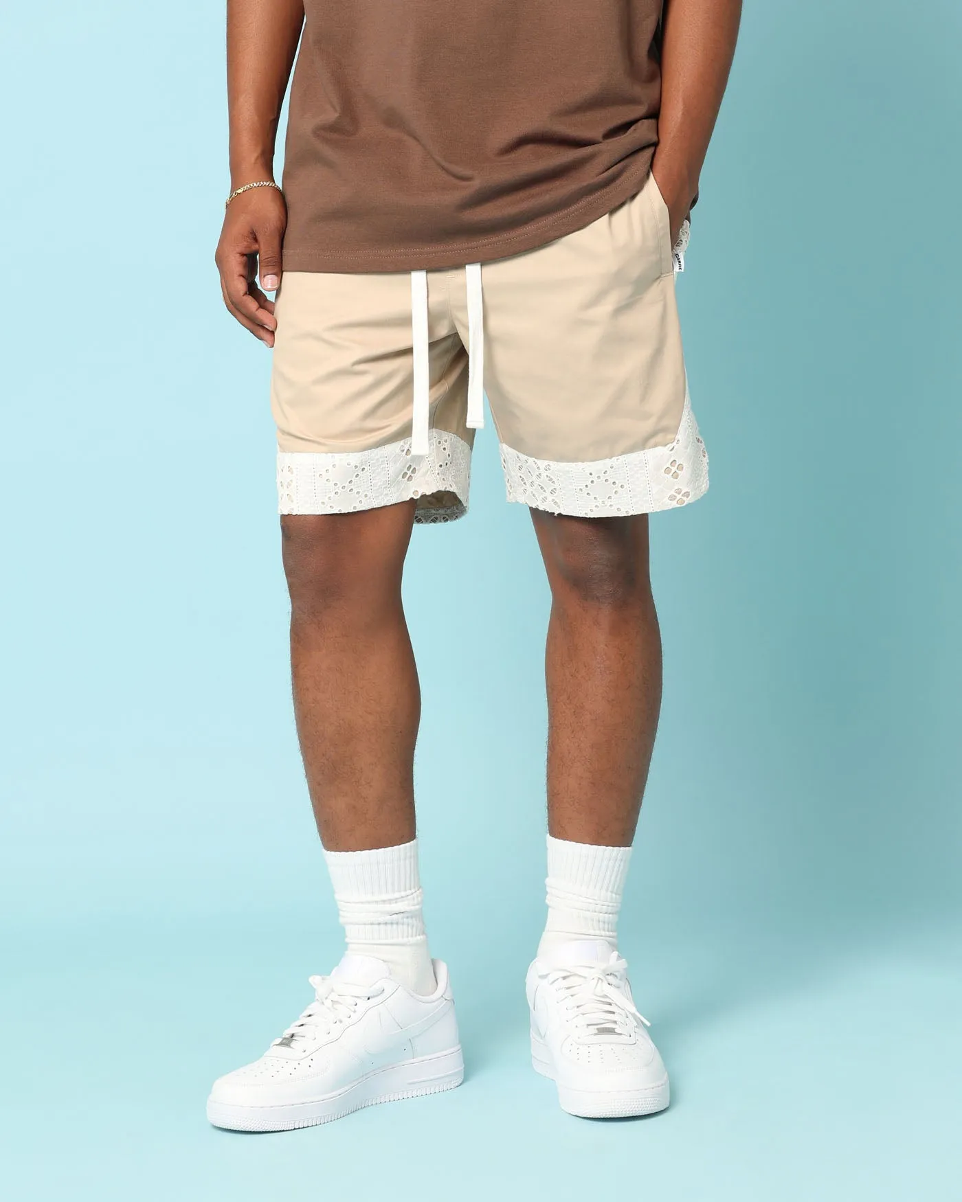 Flatlock Seams Carr?? Bandana Lace Shorts Stone