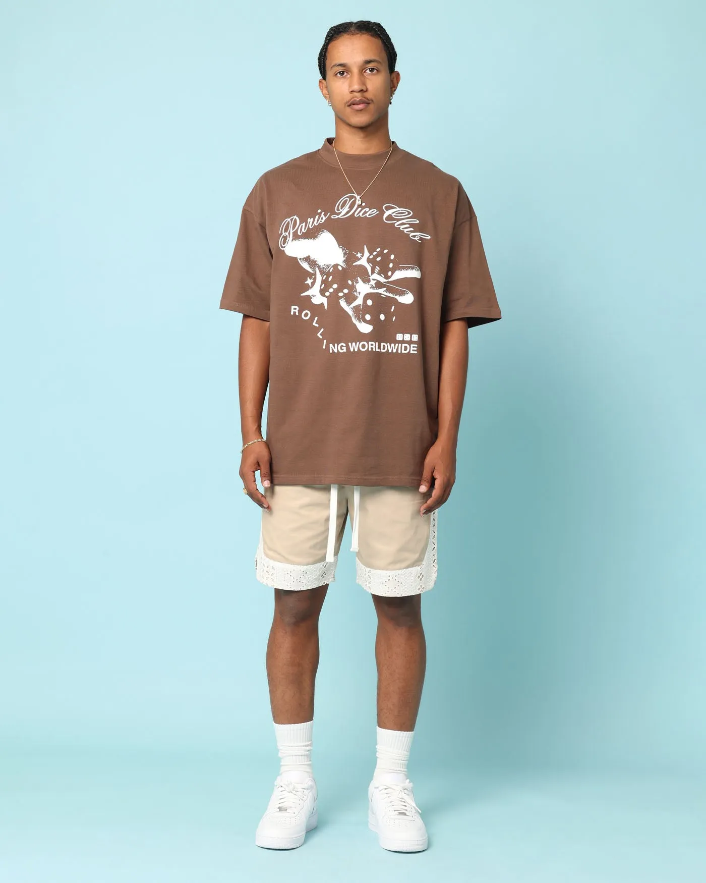 Sleek Waist Comfy Design Carr?? Bandana Lace Shorts Stone