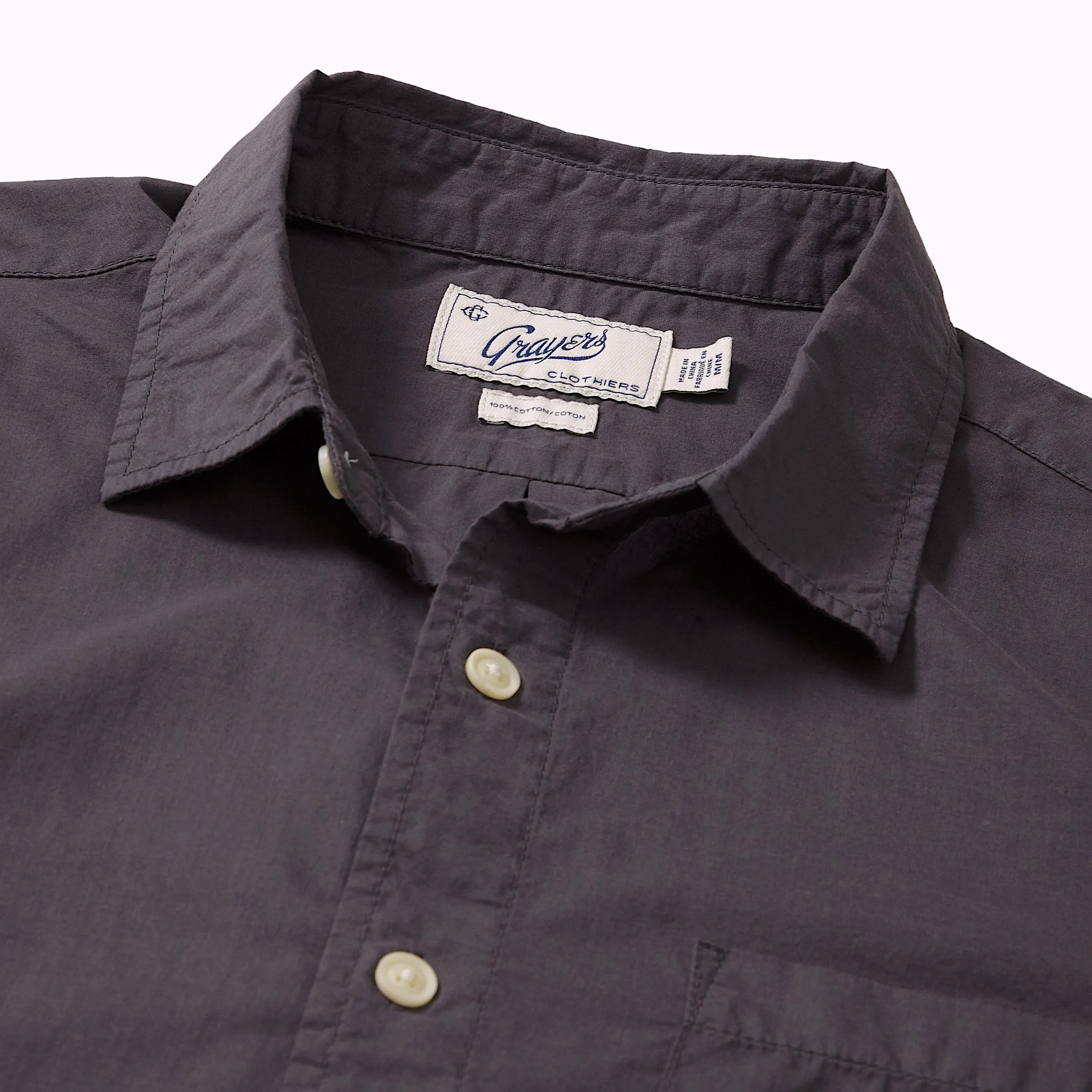 Portofino Featherweight Poplin Short Sleeve Shirt - Forged Iron * loose but not baggy Slim Waist