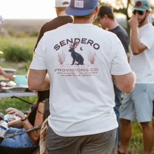 Unique Design Sendero Provisions Co. Men's "Jackalope" Graphic Pocket Tee in Vintage White