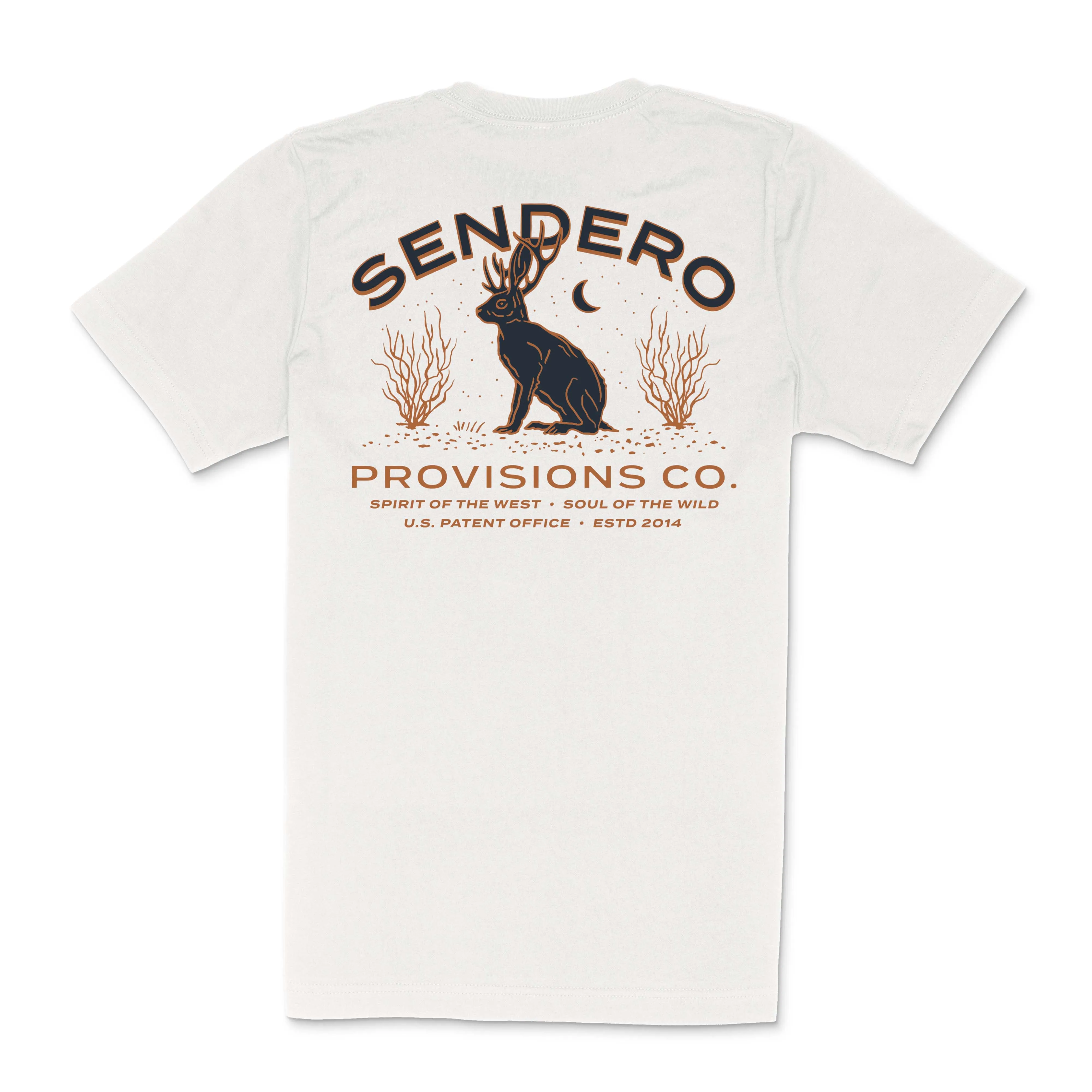 Sendero Provisions Co. Men's "Jackalope" Graphic Pocket Tee in Vintage White Breathable Waist