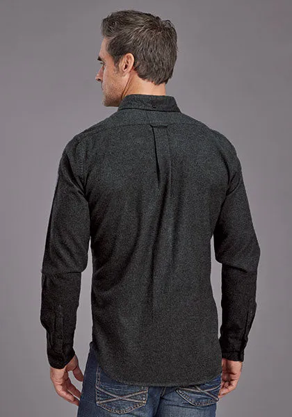 FadeResistant Coating Stetson Men's L/S Heathered Flannel Western Button Down Shirt in Grey