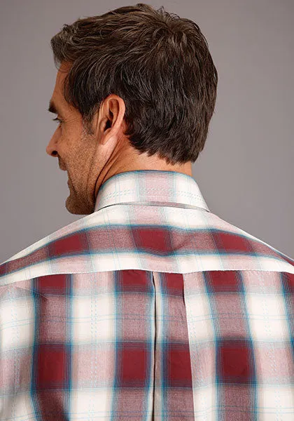 MoistureWicking Technology Stetson Men's Wine Plaid Western Shirt