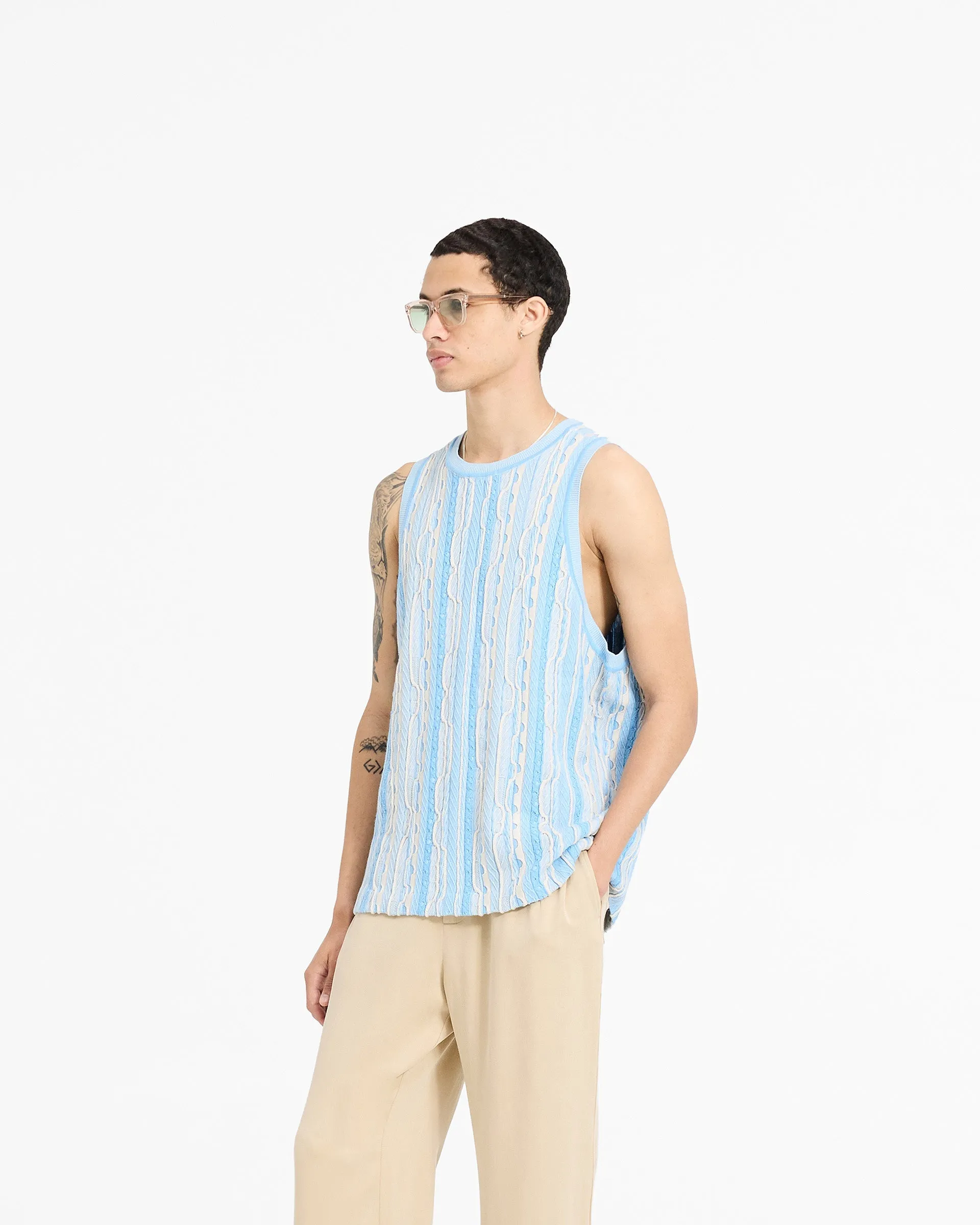 Mixed Knit Vest - Royal Blue simple design