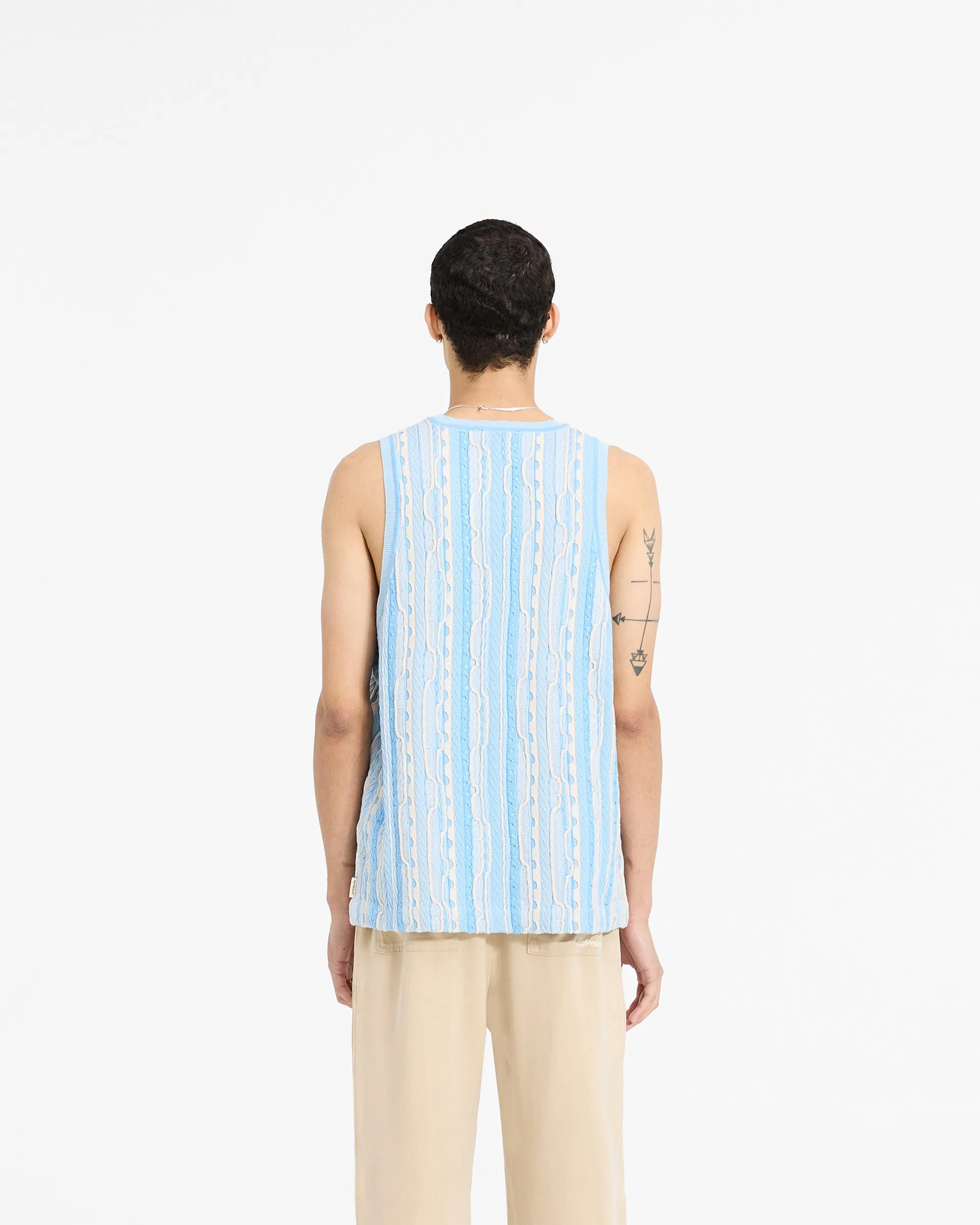 Mixed Knit Vest - Royal Blue Texture Focus Urban Warmth