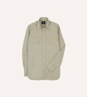 Stone Cotton Long Point Collar Work Shirt Garment Washed Texture
