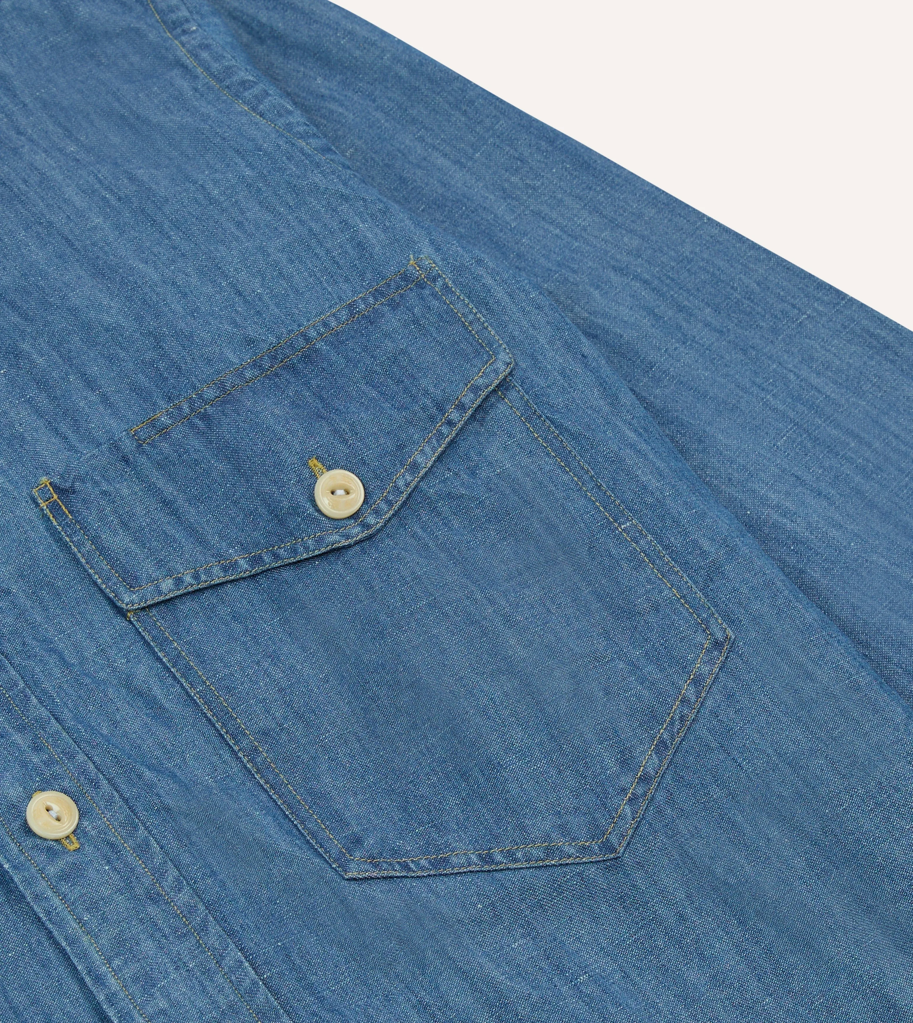 Stone Wash Cotton-Linen Long Point Collar Work Shirt back to school Fresh Style Trend