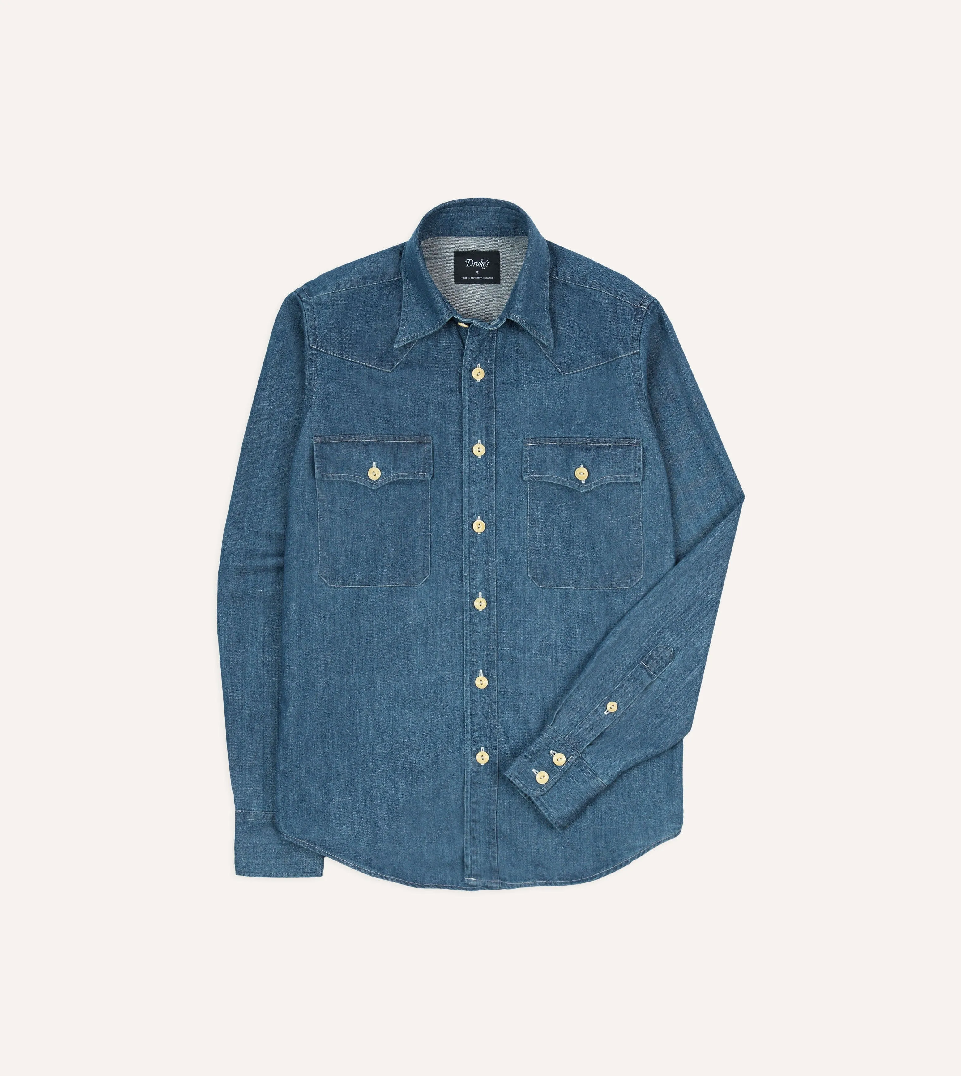 Non-toxic Stone Wash Denim Two-Pocket Western Shirt
