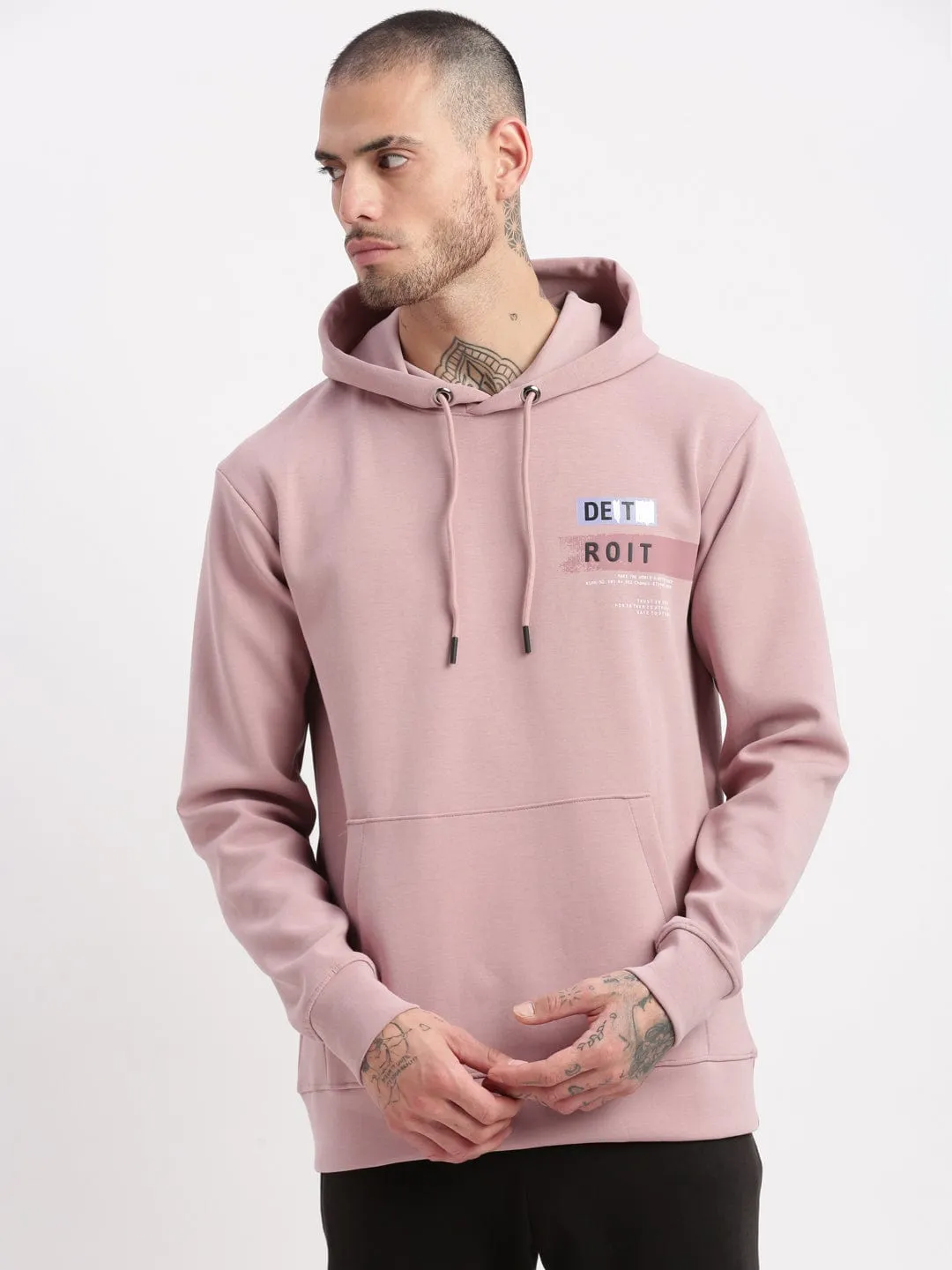 Men's Lavender Solid Hoodie Thermal Insulation