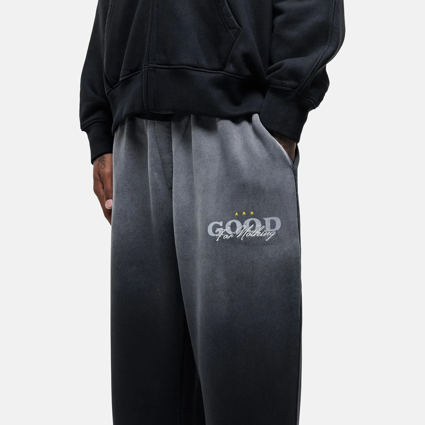 Alaska Gradient Black Sweatpants Stretchy Waist