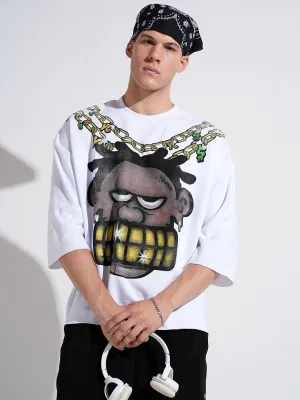 Comfy Wear Men's Graphic Print White Round Neck Regular Fit Sweatshirt