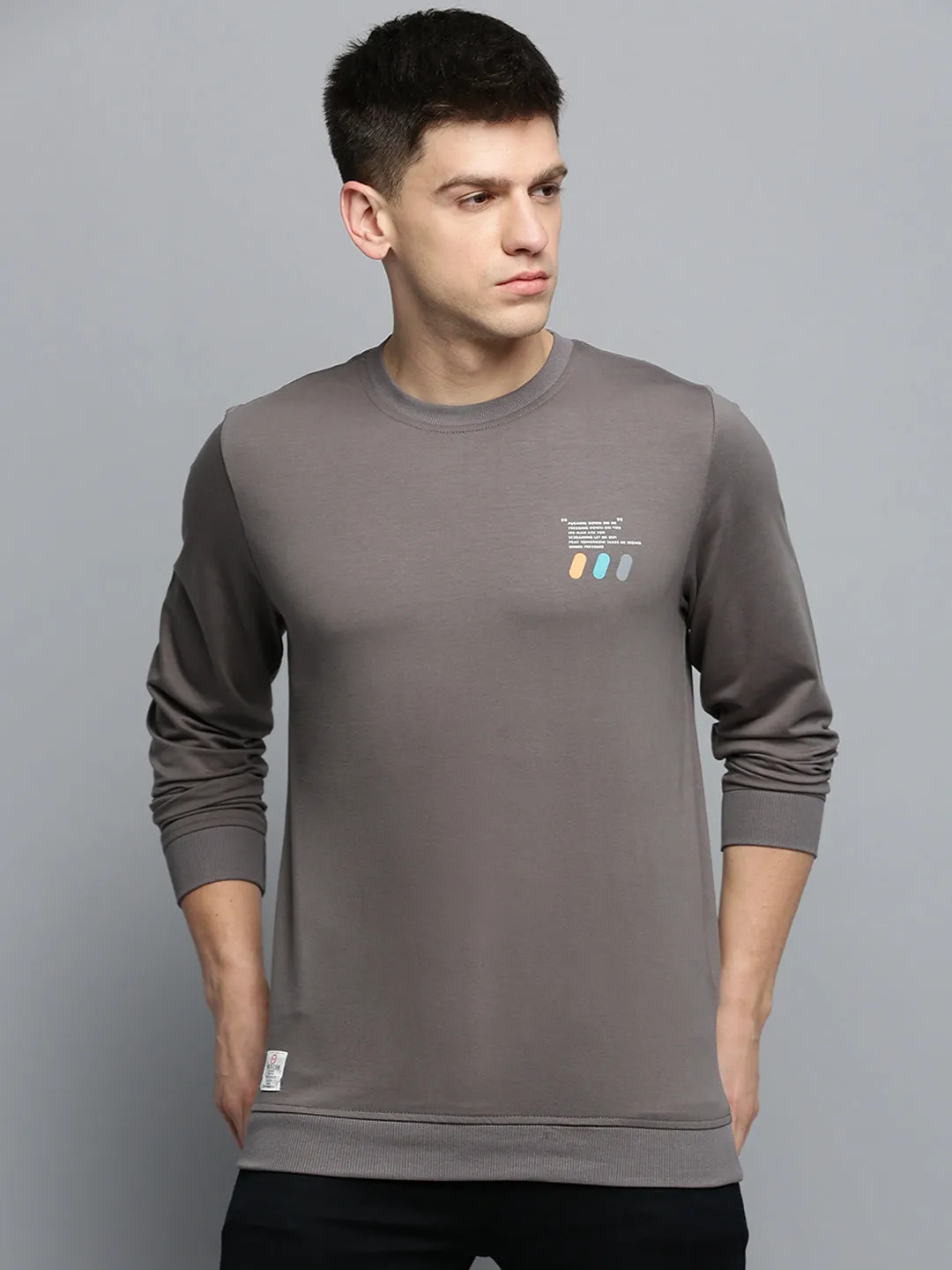 Men's Grey Typography Printed Sweatshirt Timeless Chic