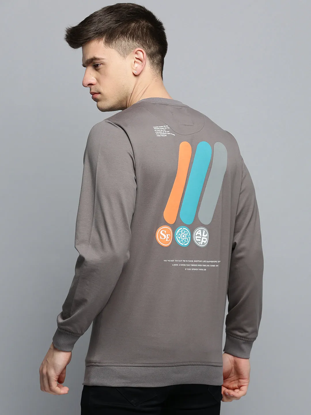 Men's Grey Typography Printed Sweatshirt product snowboarding suitability